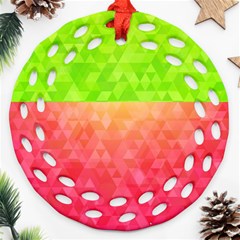 Colorful Abstract Triangles Pattern  Ornament (round Filigree) by TastefulDesigns