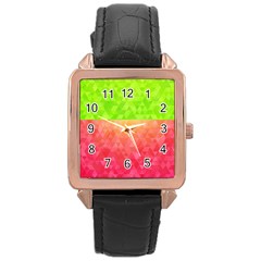 Colorful Abstract Triangles Pattern  Rose Gold Leather Watch  by TastefulDesigns