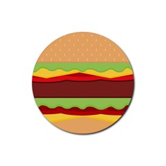 Vector Burger Time Background Rubber Coaster (Round) 