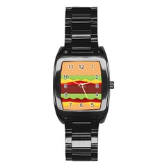 Vector Burger Time Background Stainless Steel Barrel Watch