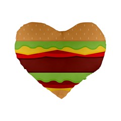 Vector Burger Time Background Standard 16  Premium Flano Heart Shape Cushions