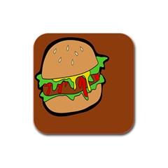 Burger Double Rubber Square Coaster (4 Pack)  by Simbadda