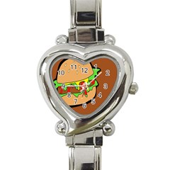 Burger Double Heart Italian Charm Watch by Simbadda