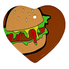 Burger Double Heart Ornament (two Sides) by Simbadda