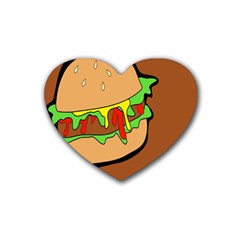 Burger Double Rubber Coaster (heart)  by Simbadda