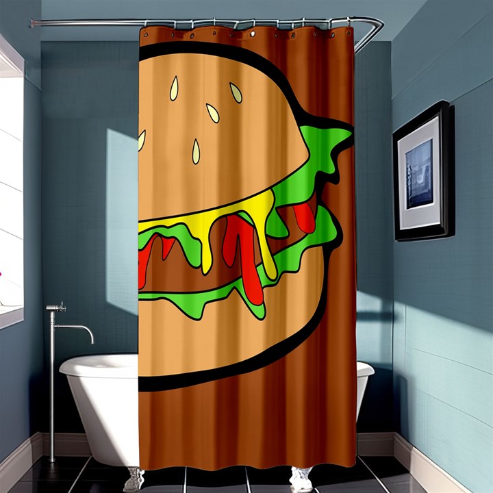 Burger Double Shower Curtain 36  x 72  (Stall) 