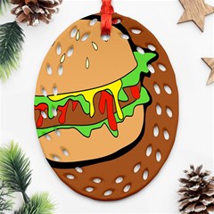 Burger Double Oval Filigree Ornament (two Sides) by Simbadda