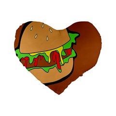 Burger Double Standard 16  Premium Heart Shape Cushions by Simbadda