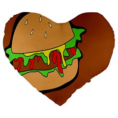 Burger Double Large 19  Premium Heart Shape Cushions by Simbadda