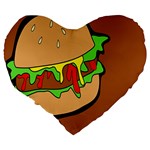 Burger Double Large 19  Premium Heart Shape Cushions Back