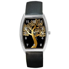 Abstract Art Floral Forest Barrel Style Metal Watch by Simbadda