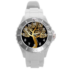 Abstract Art Floral Forest Round Plastic Sport Watch (l) by Simbadda