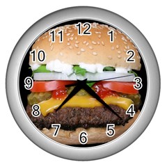 Abstract Barbeque Bbq Beauty Beef Wall Clocks (silver)  by Simbadda