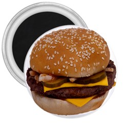 Cheeseburger On Sesame Seed Bun 3  Magnets by Simbadda