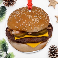 Cheeseburger On Sesame Seed Bun Ornament (round) by Simbadda