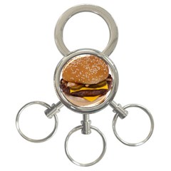 Cheeseburger On Sesame Seed Bun 3-ring Key Chains by Simbadda