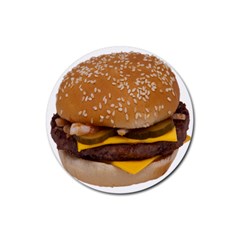 Cheeseburger On Sesame Seed Bun Rubber Coaster (round)  by Simbadda