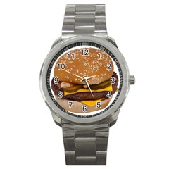 Cheeseburger On Sesame Seed Bun Sport Metal Watch by Simbadda