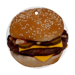 Cheeseburger On Sesame Seed Bun Round Ornament (two Sides) by Simbadda