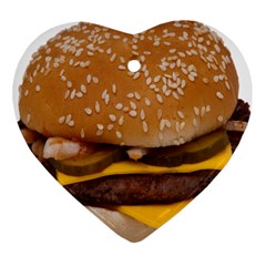 Cheeseburger On Sesame Seed Bun Heart Ornament (two Sides) by Simbadda