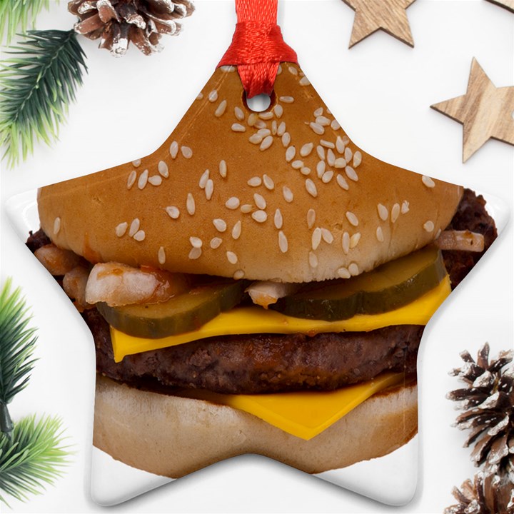 Cheeseburger On Sesame Seed Bun Star Ornament (Two Sides)