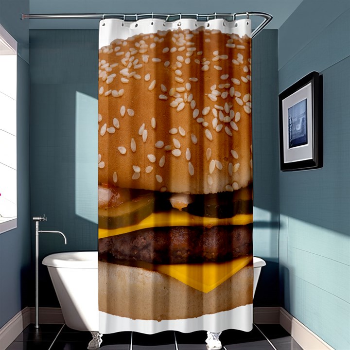 Cheeseburger On Sesame Seed Bun Shower Curtain 36  x 72  (Stall) 