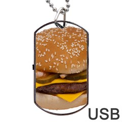 Cheeseburger On Sesame Seed Bun Dog Tag Usb Flash (two Sides) by Simbadda