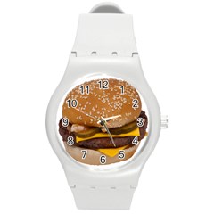 Cheeseburger On Sesame Seed Bun Round Plastic Sport Watch (m) by Simbadda