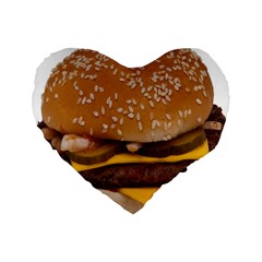 Cheeseburger On Sesame Seed Bun Standard 16  Premium Heart Shape Cushions by Simbadda