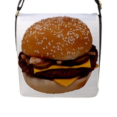 Cheeseburger On Sesame Seed Bun Flap Messenger Bag (l)  by Simbadda