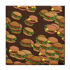 A Fun Cartoon Cheese Burger Tiling Pattern Tile Coasters by Simbadda