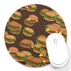 A Fun Cartoon Cheese Burger Tiling Pattern Round Mousepads by Simbadda