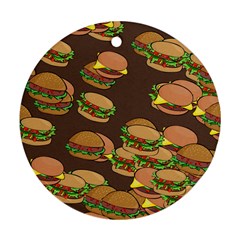 A Fun Cartoon Cheese Burger Tiling Pattern Ornament (round) by Simbadda