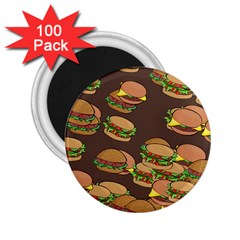 A Fun Cartoon Cheese Burger Tiling Pattern 2 25  Magnets (100 Pack)  by Simbadda