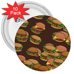 A Fun Cartoon Cheese Burger Tiling Pattern 3  Buttons (10 Pack)  by Simbadda