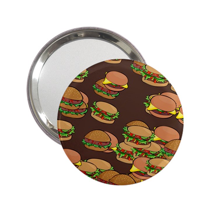 A Fun Cartoon Cheese Burger Tiling Pattern 2.25  Handbag Mirrors