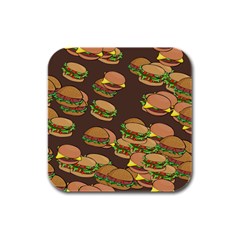 A Fun Cartoon Cheese Burger Tiling Pattern Rubber Square Coaster (4 Pack)  by Simbadda