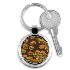 A Fun Cartoon Cheese Burger Tiling Pattern Key Chains (round)  by Simbadda