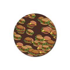 A Fun Cartoon Cheese Burger Tiling Pattern Rubber Round Coaster (4 Pack)  by Simbadda