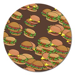 A Fun Cartoon Cheese Burger Tiling Pattern Magnet 5  (round) by Simbadda