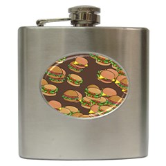 A Fun Cartoon Cheese Burger Tiling Pattern Hip Flask (6 Oz) by Simbadda