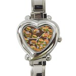 A Fun Cartoon Cheese Burger Tiling Pattern Heart Italian Charm Watch Front