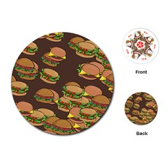 A Fun Cartoon Cheese Burger Tiling Pattern Playing Cards (round)  by Simbadda