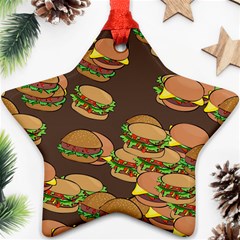 A Fun Cartoon Cheese Burger Tiling Pattern Star Ornament (two Sides) by Simbadda