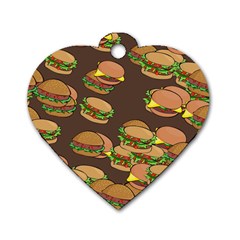 A Fun Cartoon Cheese Burger Tiling Pattern Dog Tag Heart (one Side) by Simbadda