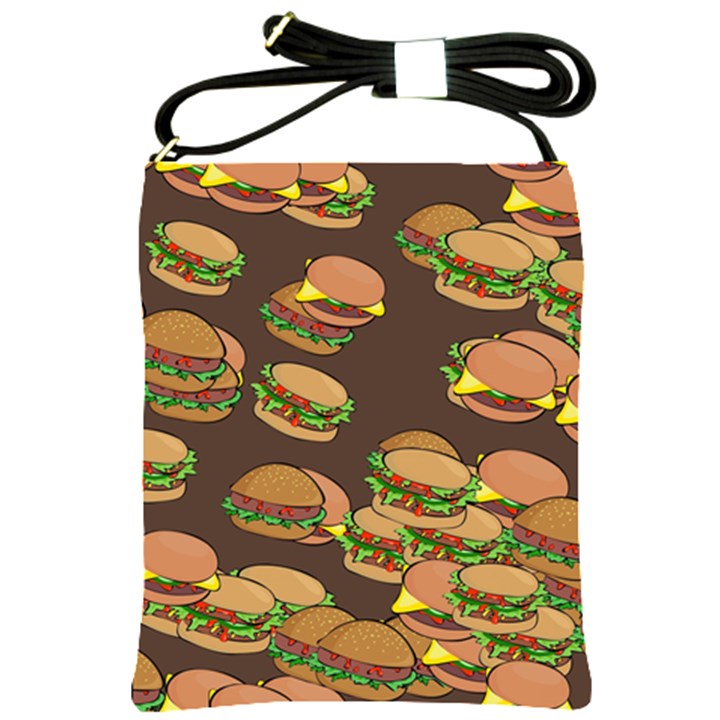 A Fun Cartoon Cheese Burger Tiling Pattern Shoulder Sling Bags