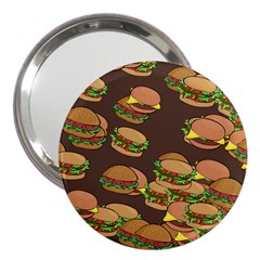 A Fun Cartoon Cheese Burger Tiling Pattern 3  Handbag Mirrors by Simbadda