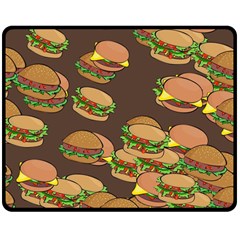 A Fun Cartoon Cheese Burger Tiling Pattern Double Sided Fleece Blanket (medium)  by Simbadda