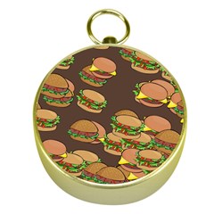 A Fun Cartoon Cheese Burger Tiling Pattern Gold Compasses by Simbadda