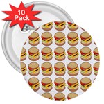 Hamburger Pattern 3  Buttons (10 pack)  Front